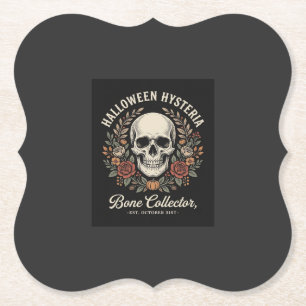 Halloween Schedel Bloemrijk Bot Collector Ontwerp_ Kartonnen Onderzetters
