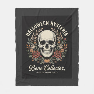 Halloween Schedel Bloemrijke Bot Collector Ontwerp Fleece Deken