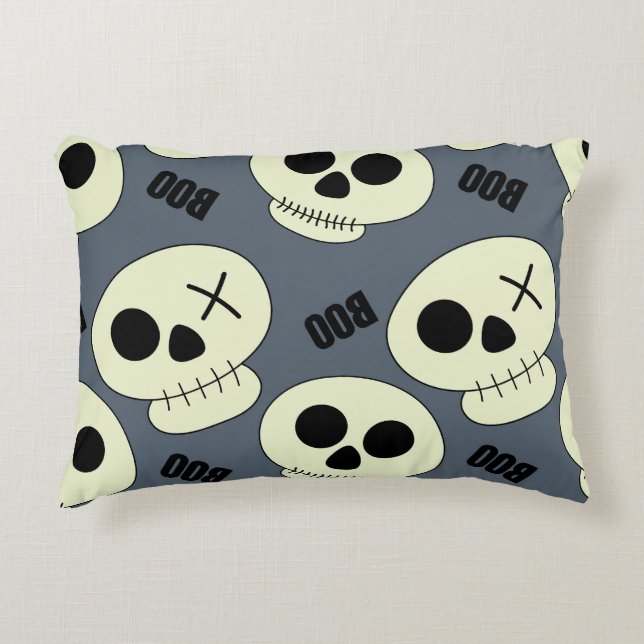 Halloween schedel, Boo kinderachtig ontwerp. Accent Kussen (Voorkant)