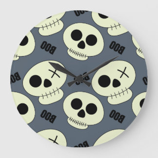 Halloween schedel, Boo kinderachtig ontwerp. Grote Klok