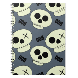 Halloween schedel, Boo kinderachtig ontwerp. Notitieboek