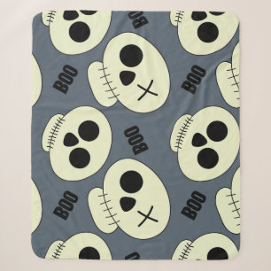 Halloween schedel, Boo kinderachtig ontwerp. Sherpa Deken