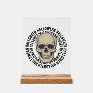 Halloween Schedel Cirkel Vintage Gravure Ontwerp_1 Acryl Bord