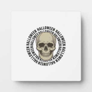 Halloween Schedel Cirkel Vintage Gravure Ontwerp_1 Fotoplaat