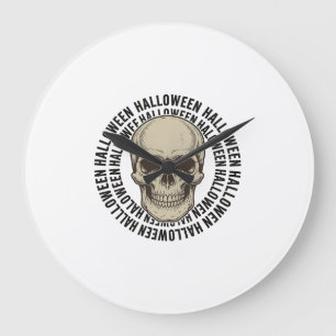 Halloween Schedel Cirkel Vintage Gravure Ontwerp_1 Grote Klok
