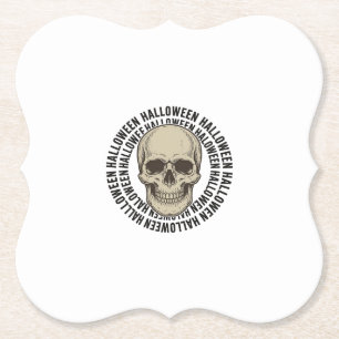 Halloween Schedel Cirkel Vintage Gravure Ontwerp_1 Kartonnen Onderzetters