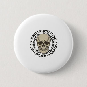 Halloween Schedel Cirkel Vintage Gravure Ontwerp_1 Ronde Button 5,7 Cm