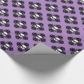 Halloween schedel damast elegant patroon cadeaupapier (Hoek)