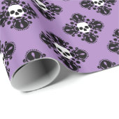 Halloween schedel damast elegant patroon cadeaupapier (Rol Hoek)