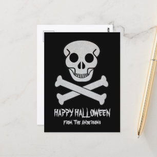 Halloween Schedel en Botten Ansichtkaart Briefkaart