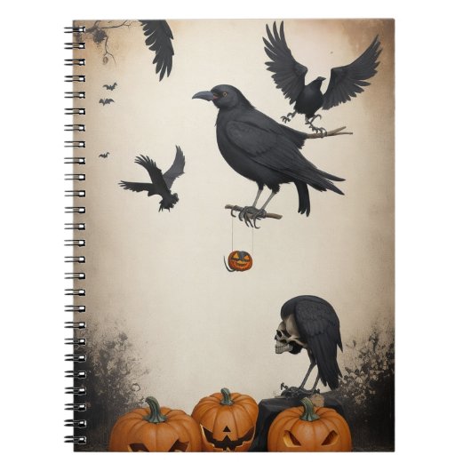  Halloween schedel en kraai notitieboek (Voorkant)
