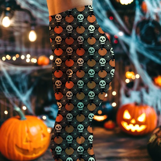 Halloween schedel en pompoen patroon leggings