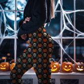Halloween schedel en pompoen patroon leggings