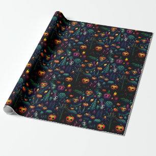 Halloween schedel en tuin herhalen naadloos patroo cadeaupapier