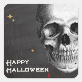 Halloween  schedel Etsen Zwart Vierkante Sticker