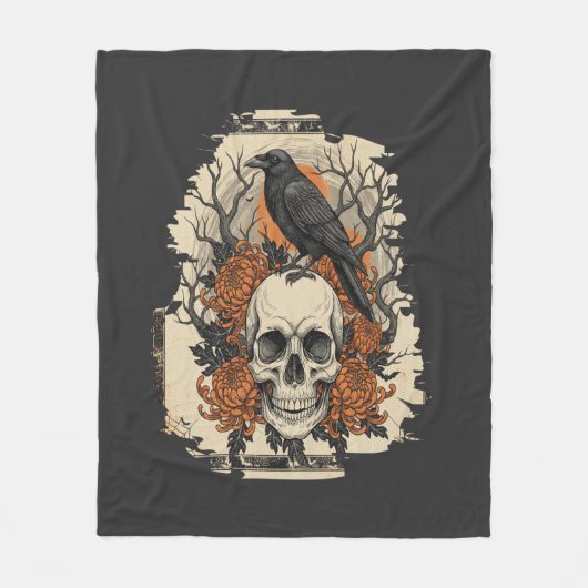 Halloween Schedel Fleece Deken (Voorkant)