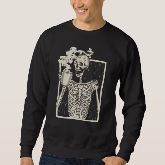 Halloween Schedel Grafische Print Fleece Oversized Trui (Voorkant)