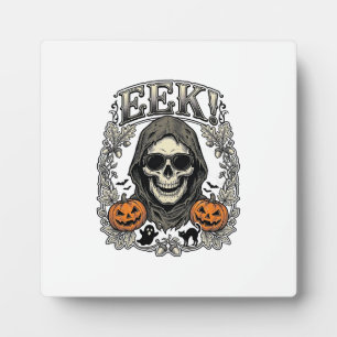 Halloween Schedel Grafische Vintage Gravure Shirt  Fotoplaat