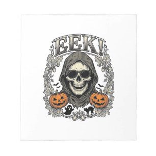 Halloween Schedel Grafische Vintage Gravure Shirt Notitieblok