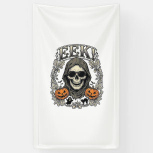 Halloween Schedel Grafische Vintage Gravure Shirt  Spandoek