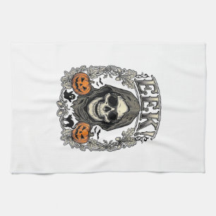 Halloween Schedel Grafische Vintage Gravure Shirt Theedoek