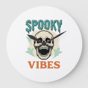 Halloween Schedel Griezelige Sfeer Vintage Horror_ Grote Klok