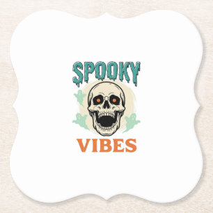 Halloween Schedel Griezelige Sfeer Vintage Horror_ Kartonnen Onderzetters