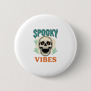 Halloween Schedel Griezelige Sfeer Vintage Horror_ Ronde Button 5,7 Cm