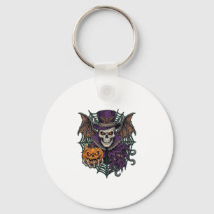 Halloween Schedel Hoed Vleermuis Vleugels Pompoen Sleutelhanger