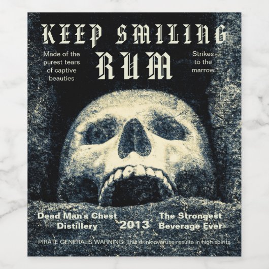 Halloween schedel houden lachende rum wijn etiket (Enkel label)