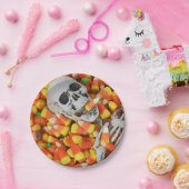 Halloween schedel in suikermaïs papieren bordje (Feest)