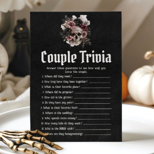 Halloween Schedel Koppel Trivia Bruiloftsspel Kaart