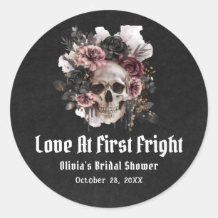Halloween Schedel Liefde Op Het Eerste Verschrikki Ronde Sticker