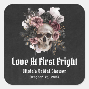 Halloween Schedel Liefde Op Het Eerste Verschrikki Vierkante Sticker