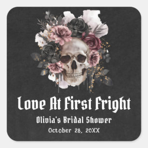 Halloween Schedel Liefde Op Het Eerste Verschrikki Vierkante Sticker