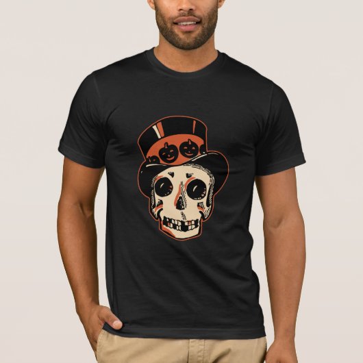  halloween schedel met bovenste hoed t-shirt (Voorkant)