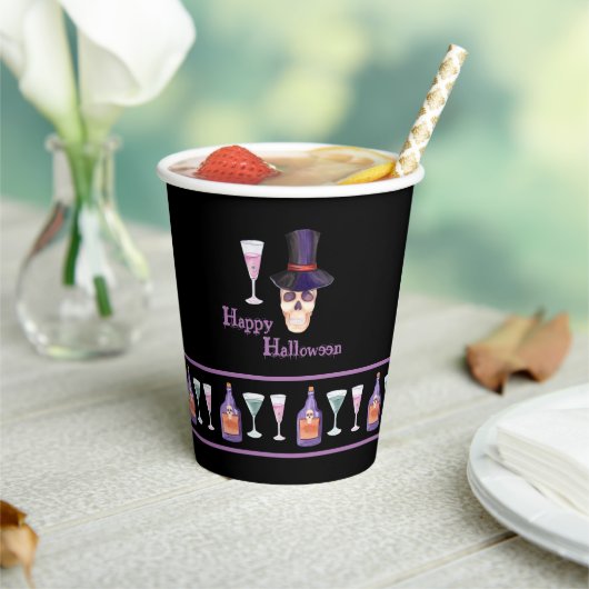 Halloween schedel met drankjes papier cup papieren bekers (Insitu)