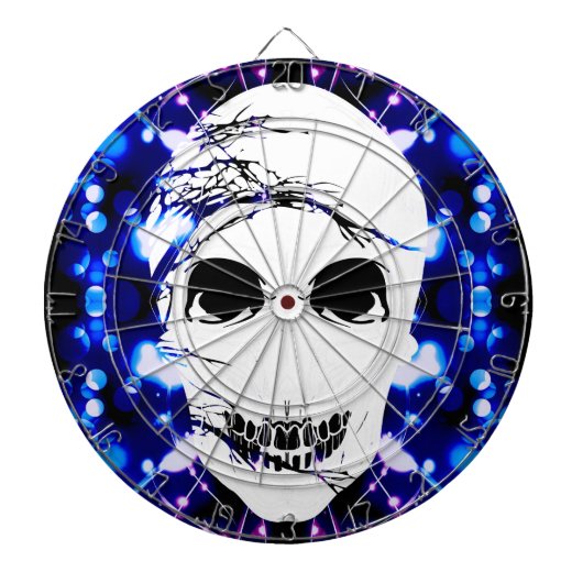 Halloween Schedel met magisch blauw licht 2 Dartbord (Voorkant)