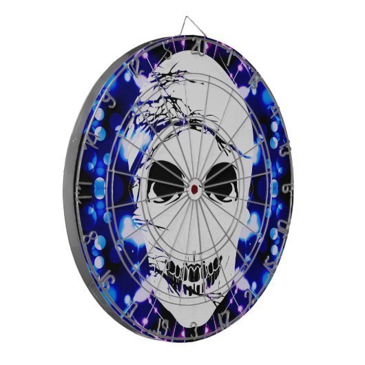 Halloween Schedel met magisch blauw licht 2 Dartbord (Voorkant Links)