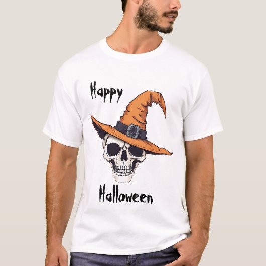 Halloween schedel met pet t-shirt (Voorkant)