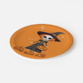 Halloween schedel met pompoen papieren bordje (Gekanteld)