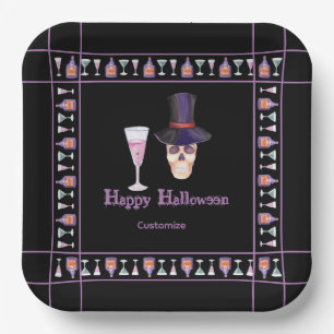Halloween Schedel Met Toverdranken Papieren Borden Bordje