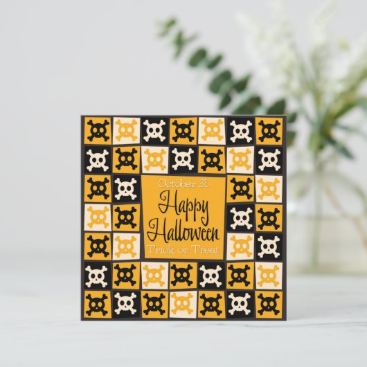 Halloween schedel mozaïek kaart (Staand voorkant)