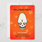 Halloween schedel op zwarte en oranje uitnodiging (Voorkant)