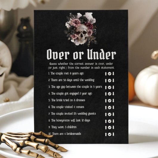 Halloween Schedel Over of Under Bruiloftsspel Kaart