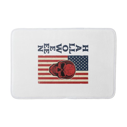 Halloween Schedel Patriottische Vintage Verschrikk Badmat (Voorkant)