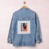 Halloween Schedel Patriottische Vintage Verschrikk Denim Jacket (Hangar)