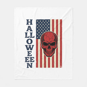 Halloween Schedel Patriottische Vintage Verschrikk Fleece Deken