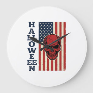 Halloween Schedel Patriottische Vintage Verschrikk Grote Klok