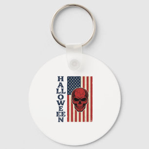 Halloween Schedel Patriottische Vintage Verschrikk Sleutelhanger